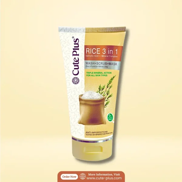 Cute Plus Rice 3 in 1 Wash+Scrub+Mask 150ml